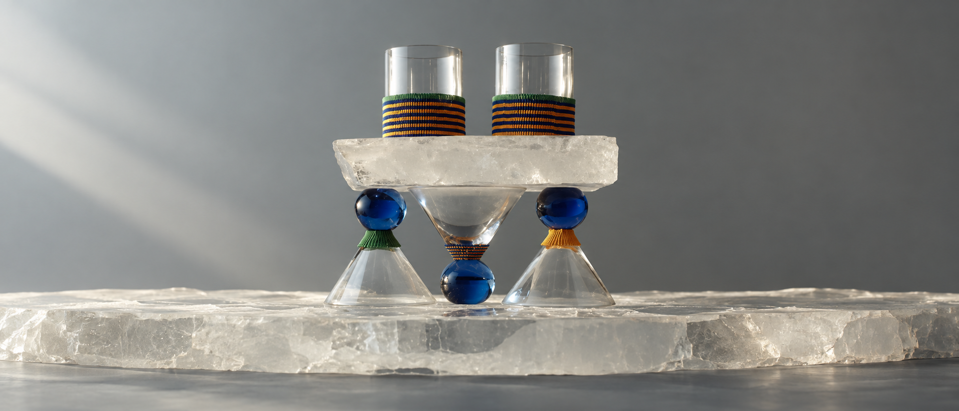 Glassware used in a relaxed table setting