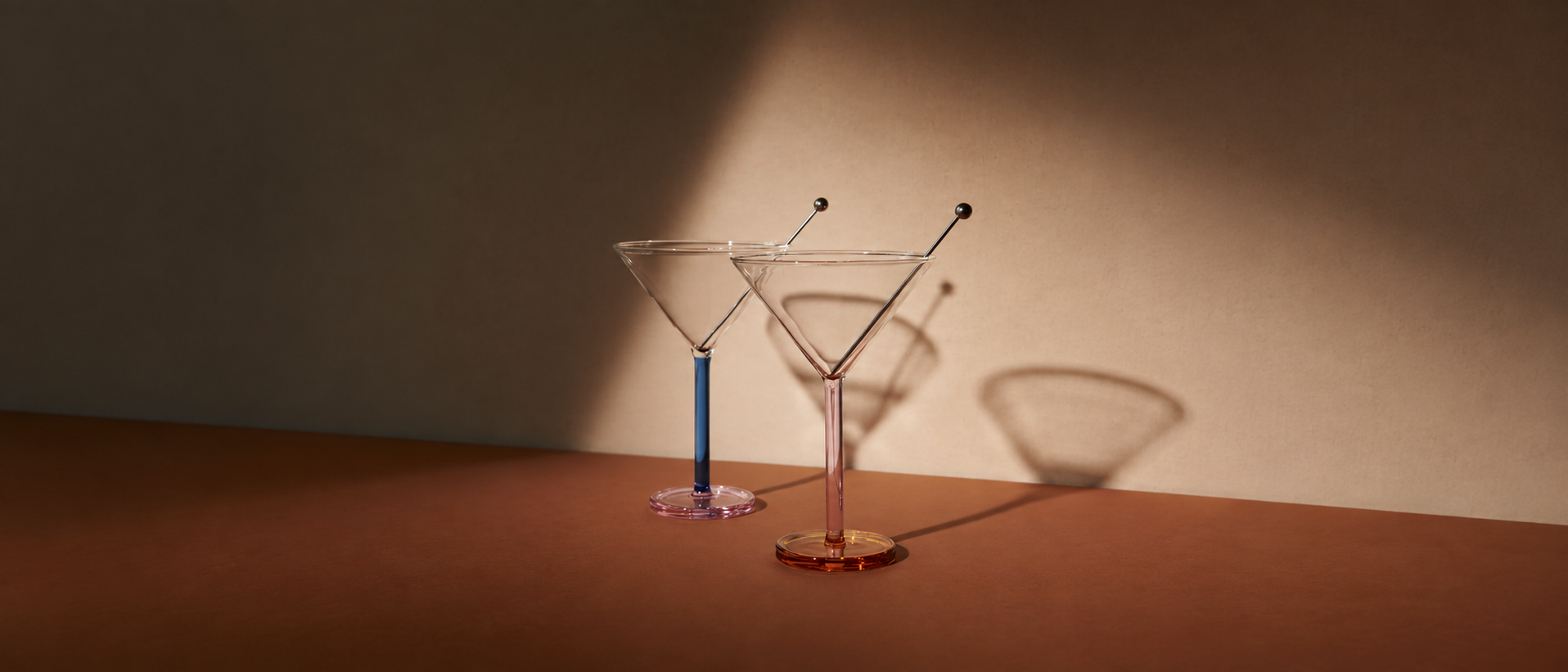 Elegant glassware arranged for everyday drinks