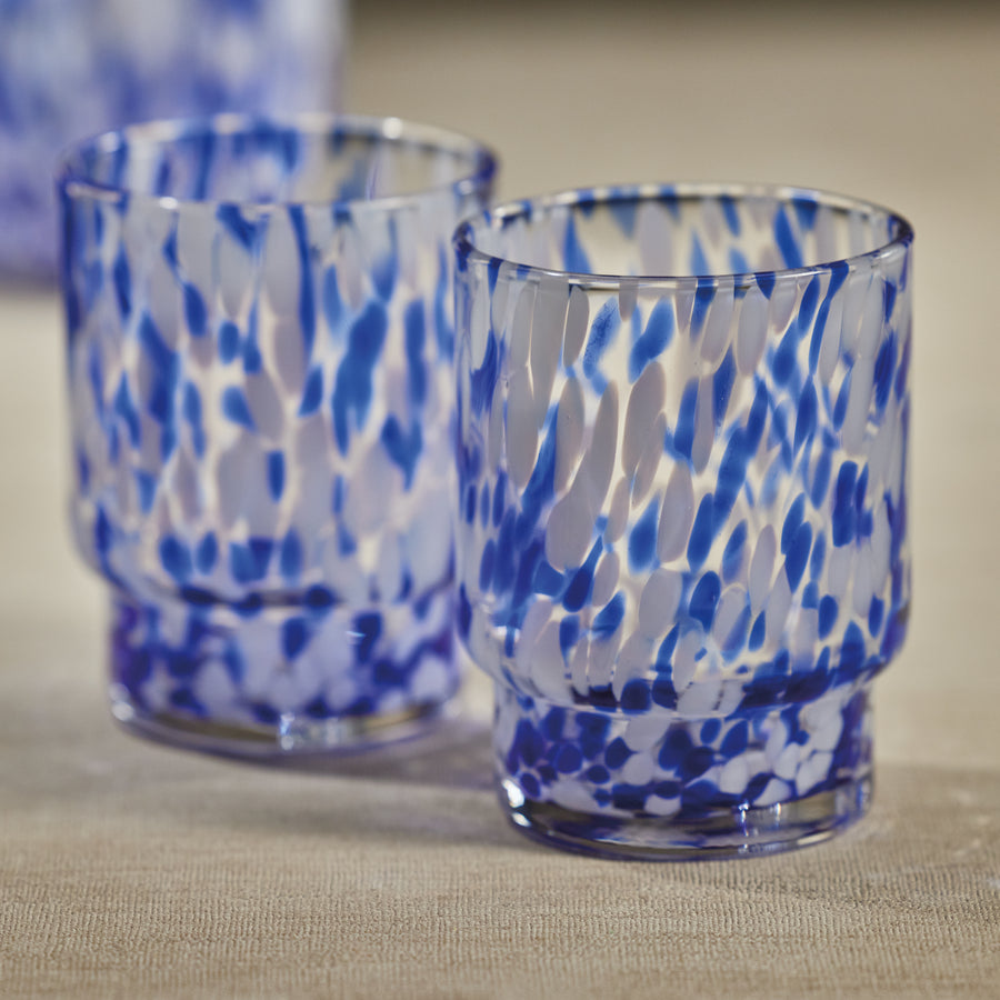 White & Blue Tortoise Glass Tumblers Set of 6 - Image 3