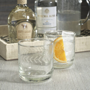 Handmade Etched Glass Tumbler Set of 4