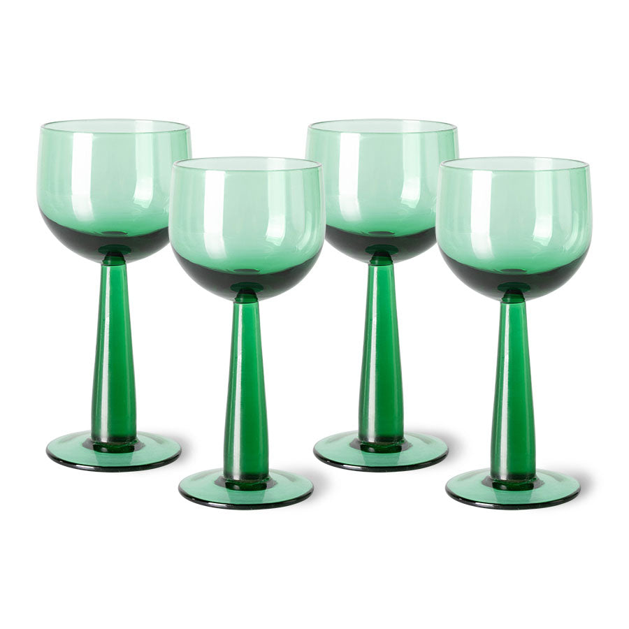 Tall Fern Green Wine Glasses - Set of 4